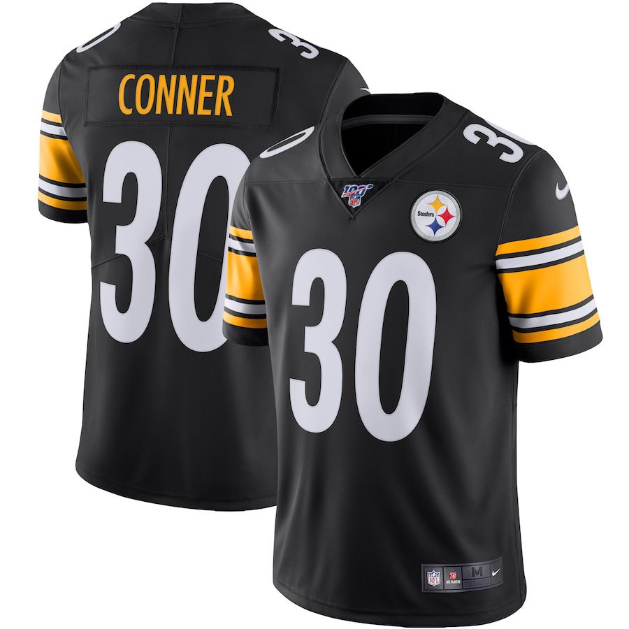 Men Pittsburgh Steelers 30 James Conner Nike Black 100th Limited NFL Jersey